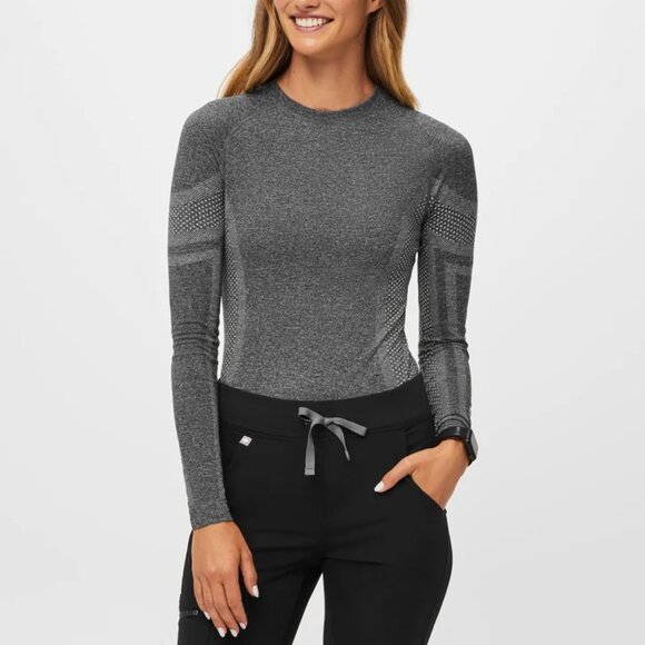 FIGS Salta Seamless Underscrub Long Sleeve Top in Graphite Gray | Size M - Picture 1 of 14